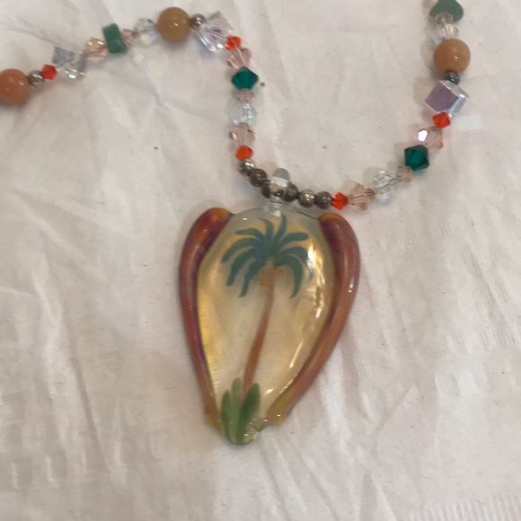 Handmade Artisan Lampwork Necklace Palm Tree new - Picture 3 of 8